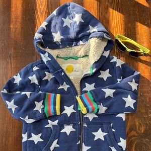 Mini Boden Shaggy Lined Printed Hoodie. GUC